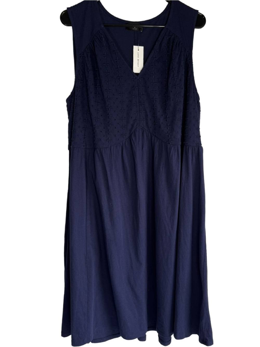 Lane Bryant Navy Eyelet Sleeveless V-Neck Midi Dress Size 18 NWT